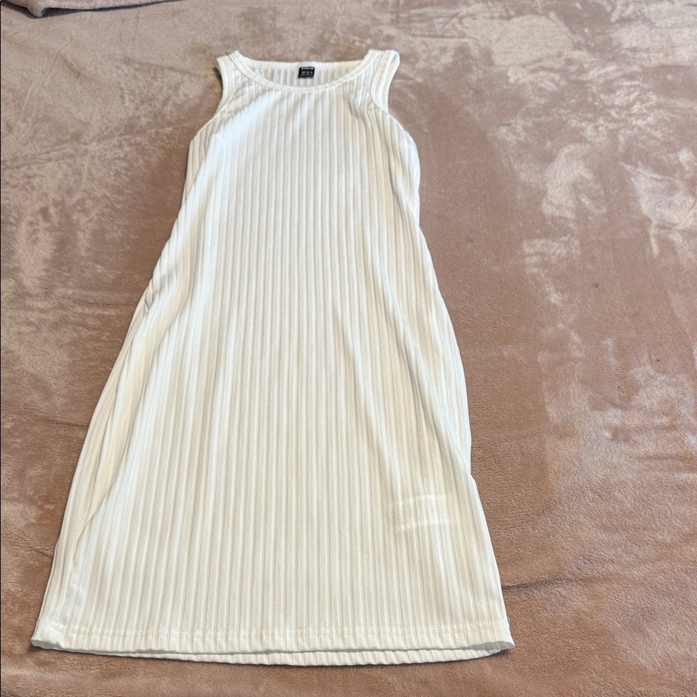 SHEIN Cream Sleeveless Halter Sheath Midi Dress